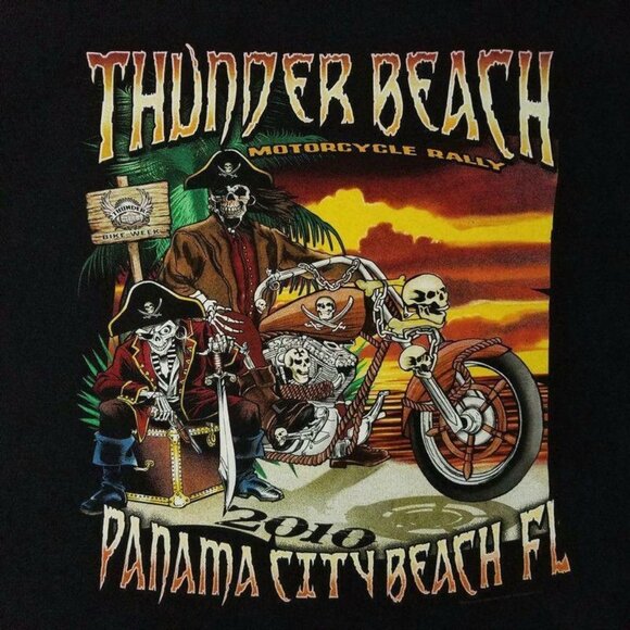 Thunder Beach Motorcycle Rally T Shirt XL 2010 Panama City Beach Biker Pirates - Picture 1 of 9